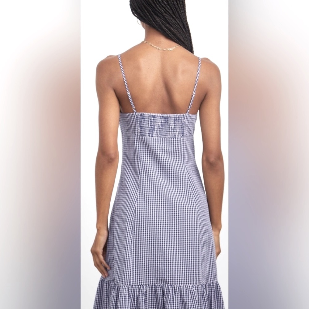NWT Rails Maeve Navy Lilac Gingham Dress w Front Cutout - Picture 8 of 9